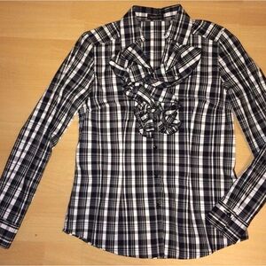 Spense Black and White Plaid Button Down Shirt